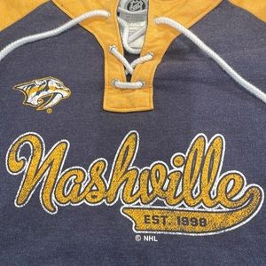 NHL Nashville predators top lace up long sleeve gray gold women’s size M 8 10
